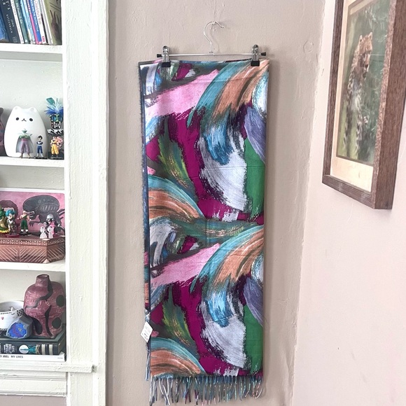 🏷️🎉totw • abstract colorful paint stroke scarf poncho shawl - Picture 9 of 10